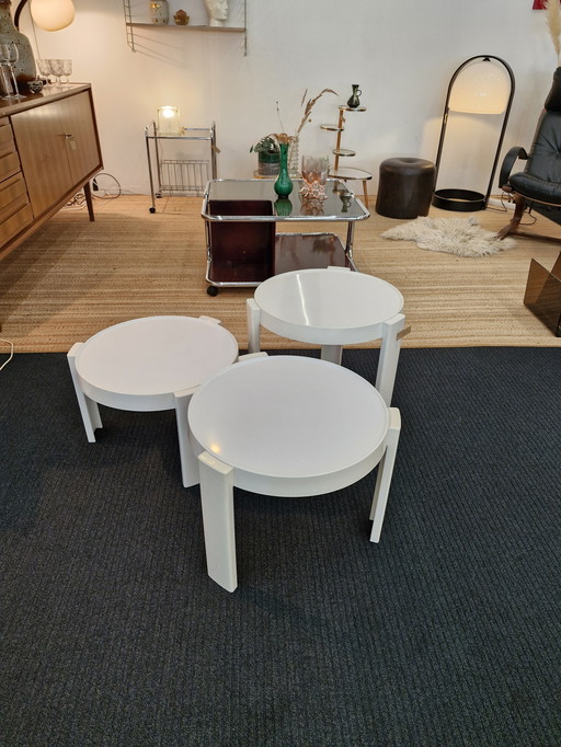 Tables d'appoint vintage Italie âge de l'espace 70S blanc