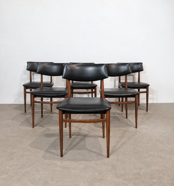 Set of 6 vintage Mid-Century chairs – 1960s – Dining chairs, Skai, Wood (photo 2 of 9)