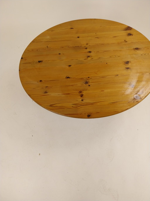 1 x Table basse ovale en pin Rainer Daumiller 1970