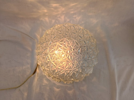 Image 1 of Elegante vintage Franse plafondlamp, vlak gemonteerd, VIANNE, midden 20e eeuw