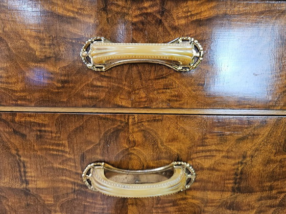 Image 1 of Commode Art Déco en ronce de noyer à quatre tiroirs