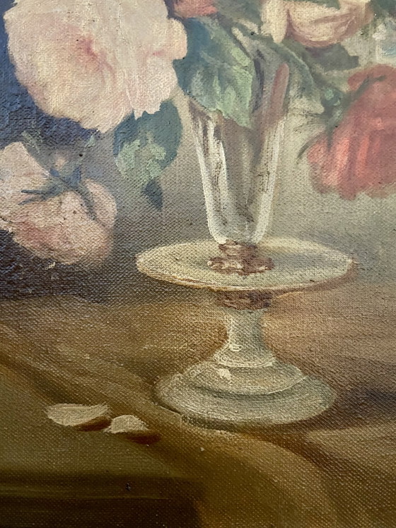 Antico dipinto a olio floreale firmato Lambert – Francia, c. 1920–1940 – Dipinti e disegni, Canvas (photo 5 of 9)