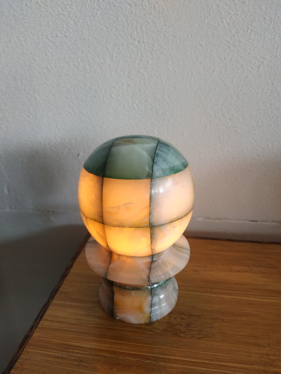 Image 1 of Ensemble de lampes de table/veilleuses en marbre (onyx) (+/- 50-60s).