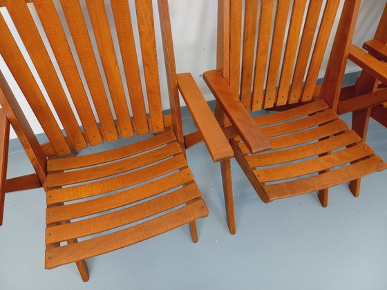 Image 1 of Set of 4 vintage beechwood garden armchairs from the 1960s
