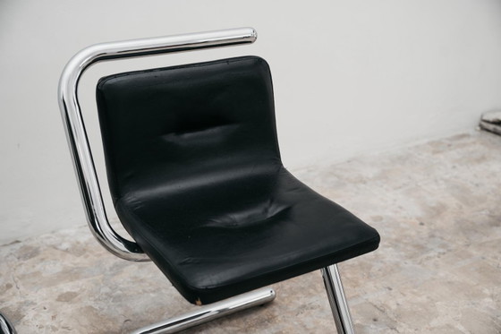 Image 1 of Paar Luigi Bardini Design-Sessel aus den 1970er Jahren aus verchromtem Stahlrohr