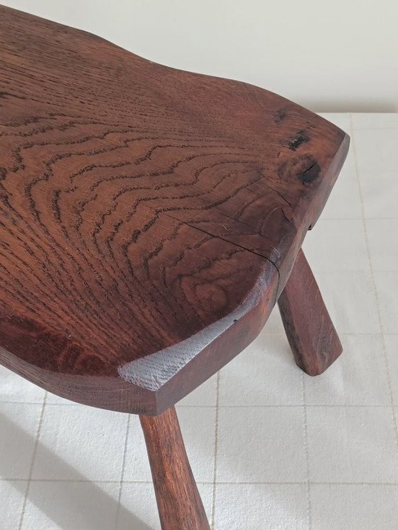 Image 1 of Vintage 1950s-1970s oak bench. Brutalist style.