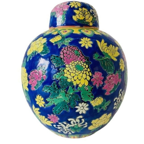 Image 1 of Mid-century Vintage Oosterse Gemberpot Polychroom Keramiek 1950's