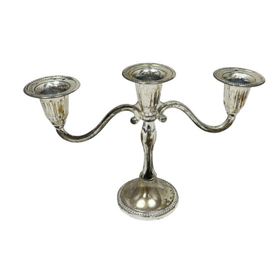 Image 1 of Silver-plated three-arm candelabra by I.P. ON ZINC, England, 1960s.