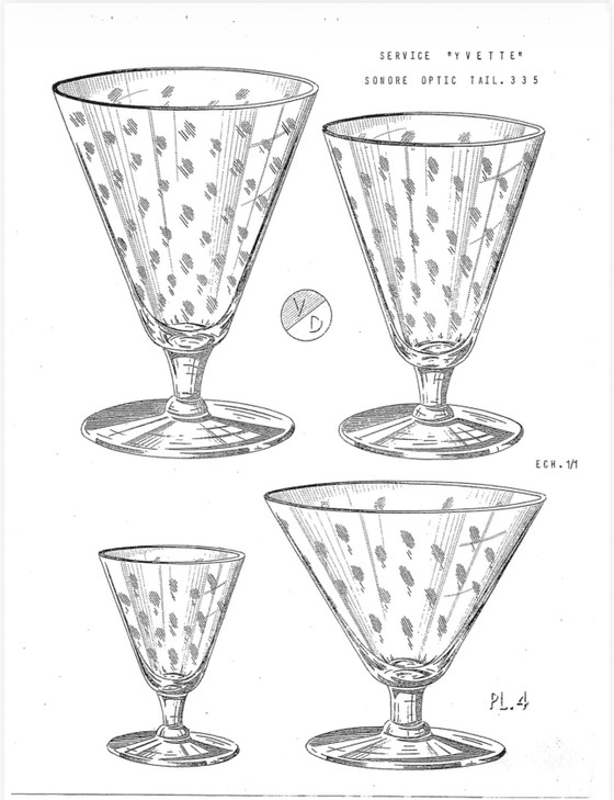 Vasos Doyen “Yvette” – Juego de seis vasos. Bélgica, época Art Déco, circa 1930. – Vasos y jarras, Crystal (photo 14 of 15)