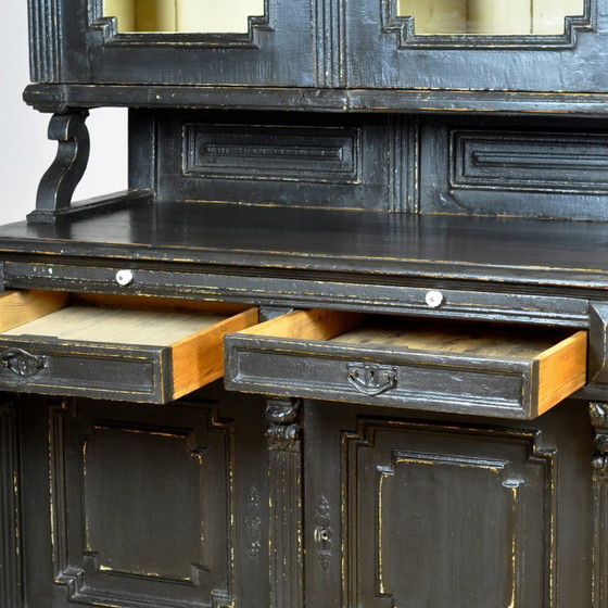 Image 1 of Groot zwart grenen dressoir, jaren 1900