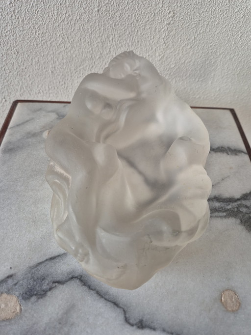 Vintage Art Deco Frosted Glass Nude Ashtray - Heinrich Hoffmann Style