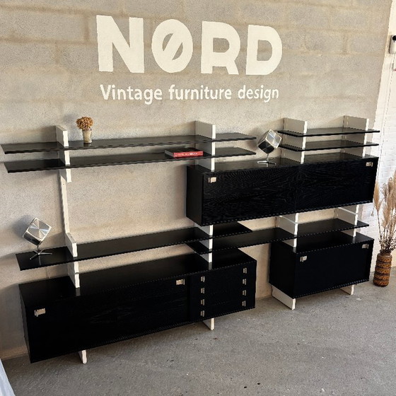 Black and white modular shelving unit with cabinets and shelves, Ejsing Møbel, Wood, Vintage (photo 9 of 10)