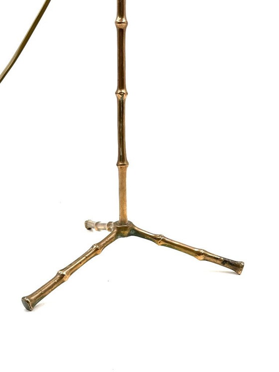 Image 1 of Lampe de table en bambou de style Hollywood Regency, Maison Jansen France, années 1970