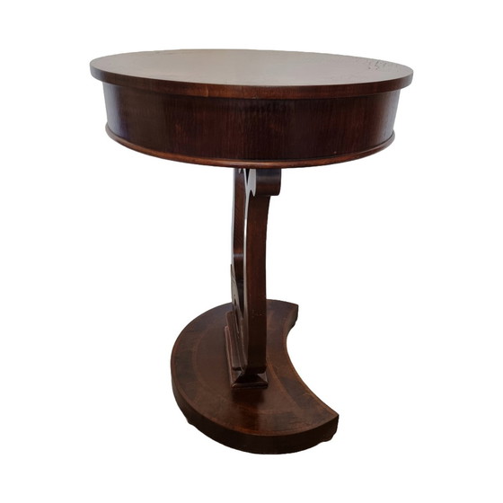Image 1 of Classic style side table with drawer on harp base, 1970s