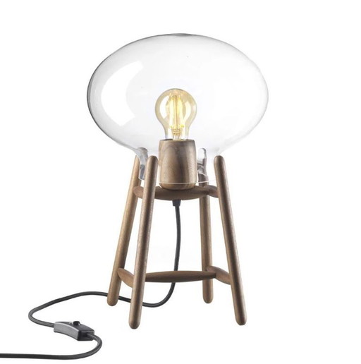 FDB Furniture – U4 Hiti tafellamp – Walnoot & helder glas