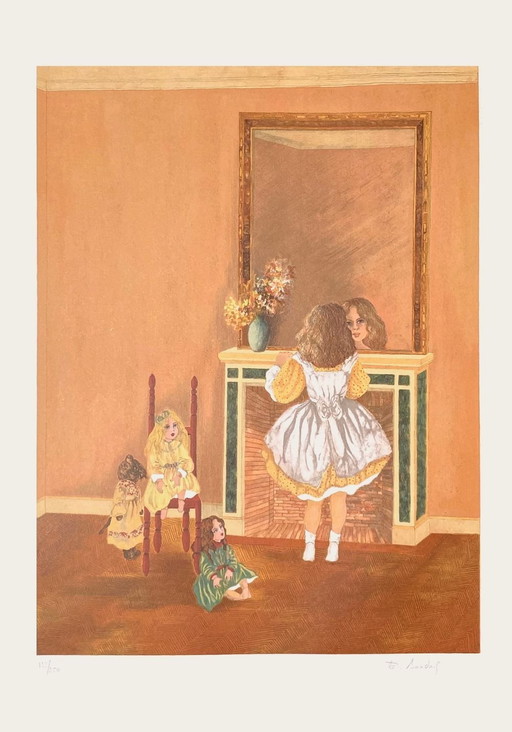Emmanuelle BAUDAIS Les poupées Signed lithograph 1990