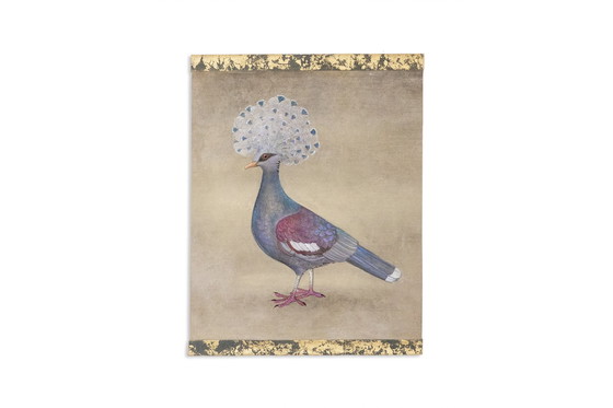 Image 1 of Painted Canvas Representing a Muffled Pigeon. Contemporary.