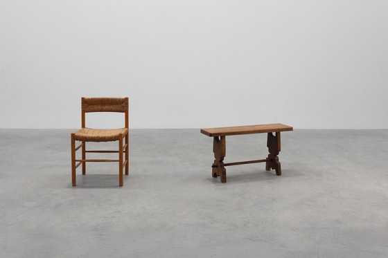 Image 1 of Panca rustica francese in rovere massello, Francia, circa 1900