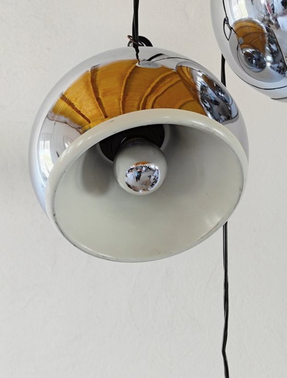 Image 1 of Vintage hanglamp, verchroomd metaal, origineel uit de jaren 70.