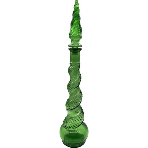 Carafe vintage en verre poli avec bouchon, Italie 1960