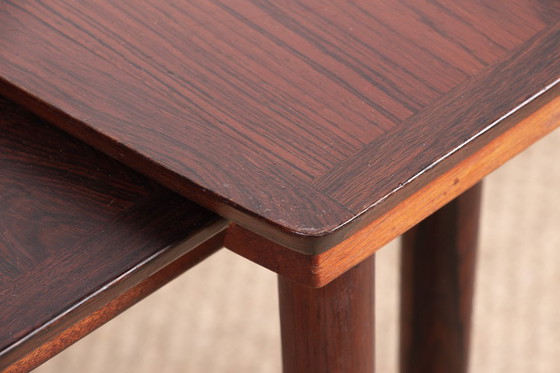 Image 1 of Drei dänische Satztische aus Palisanderholz von Mobelintersia, 1960.