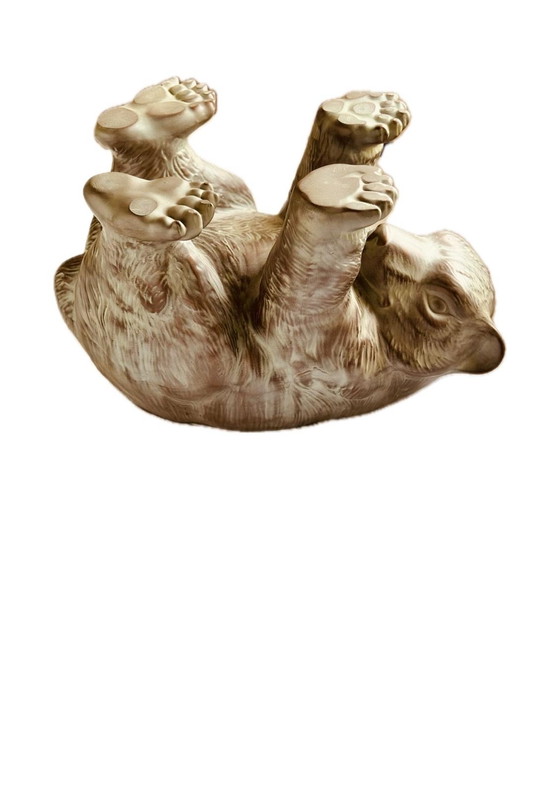 Image 1 of Table basse en verre sculpture d'ours