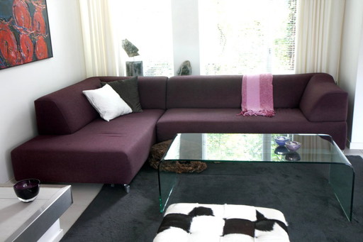 Leolux Hoekbank (2 Delen), Model 'Faya Lobi', Ploegstof Aubergine