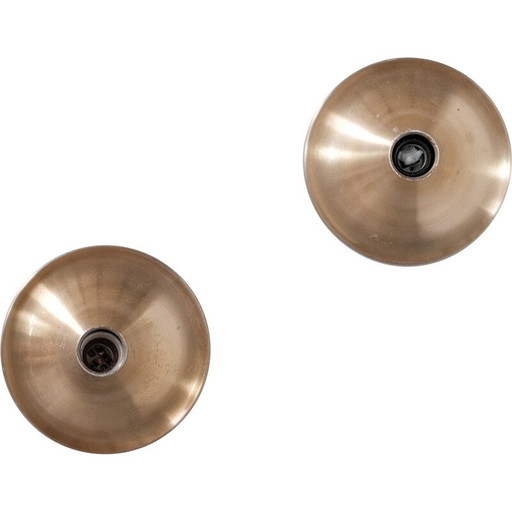 Pair of vintage brass wall lamps, Italy 1970s