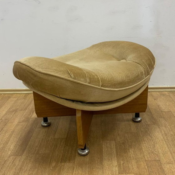 Image 1 of Vintage Stool with Sculptural Wooden Base, 1980s