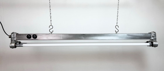 Image 1 of Industriële, gepolijste hanglamp met buisvormige armatuur, jaren 70
