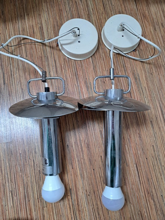 Image 1 of Set mit 2 XL Raak Kugel-Pendelleuchten – Typ B-1156 – Ø50 cm – mattiertes Glas