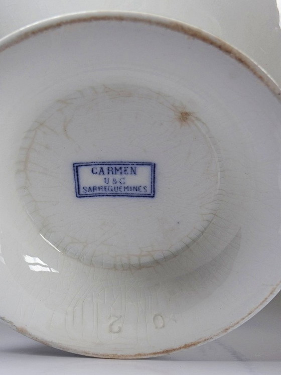 Image 1 of Sarreguemines fine earthenware tureen, Carmen pattern, blue decoration, 19th-20th century