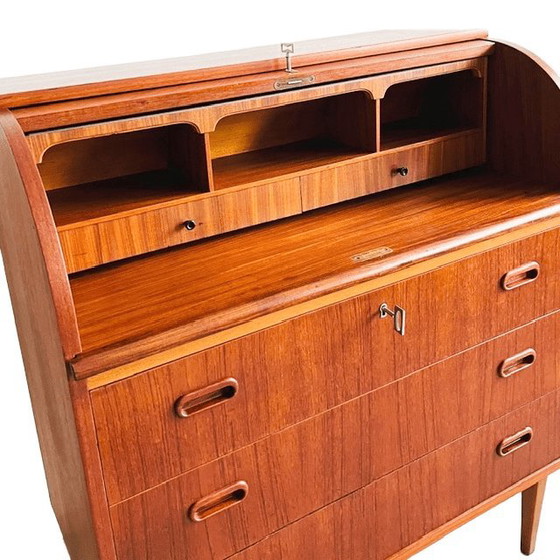 Image 1 of Vintage Egon Ostergaard deens design mid-century roltop secretaire kast bureau 1960's