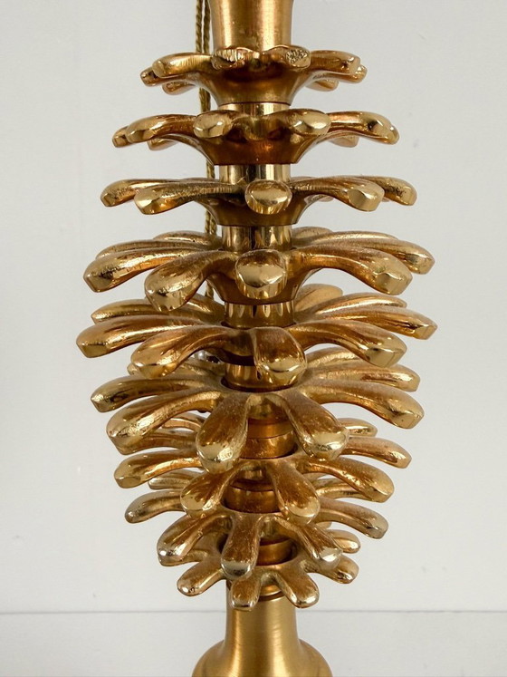 Image 1 of Set of 2 table lamps by Maison Charles, Hollywood Regency, pine cone/pine, France, 1970s