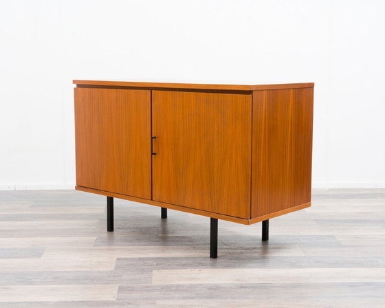 Image 1 of Two-door chest of drawers in walnut from the 1960s with a beautiful veneer pattern.
