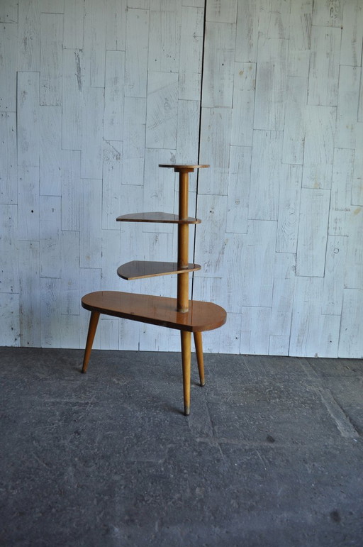 Vintage Wood Plant Stand, 1950s