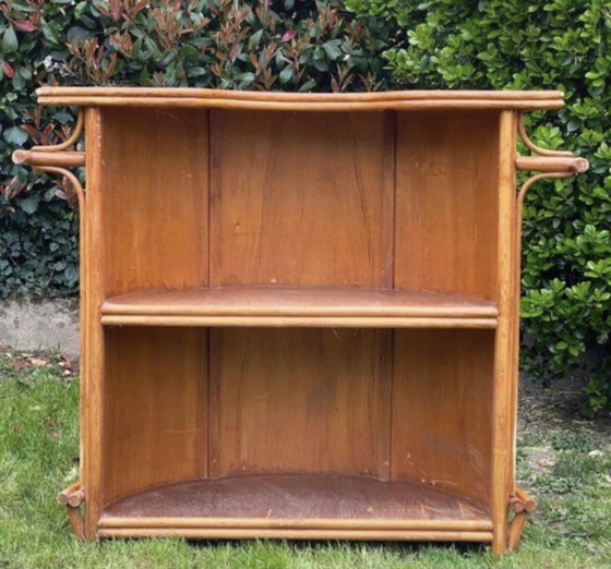 Image 1 of Half-moon bar in rattan and woven wicker – Vintage work, circa 1960-1970