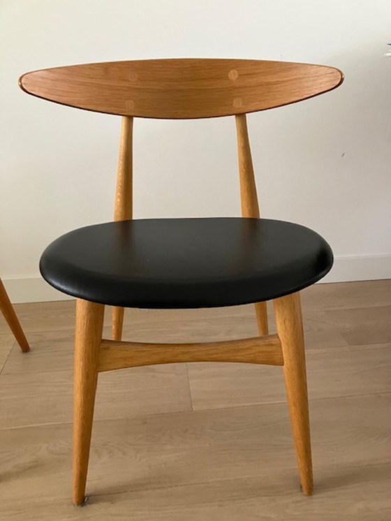 Image 1 of 2xCarl Hanssen& son CH33T eiken met zwart leder