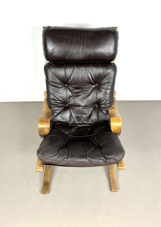 Poltrona scandinava in rovere con seduta in pelle, anni '60 – Poltrone (photo 4 of 5)