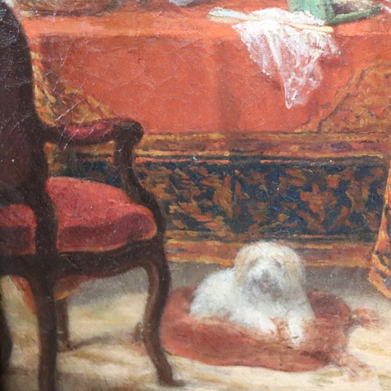 Image 1 of Scene Between Girls, Oil Painting on Canvas, Italy 19th Century