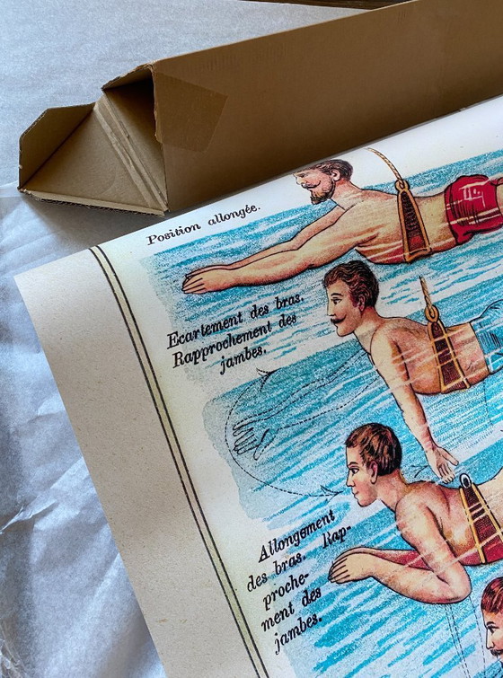 Image 1 of Onderricht in buik- en rugslagzwemmen - 1899 - Affiche