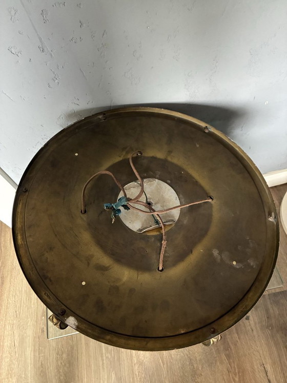 Large Art Deco ceiling light, brass and glass, 1920s, Creme (photo 4 of 6)