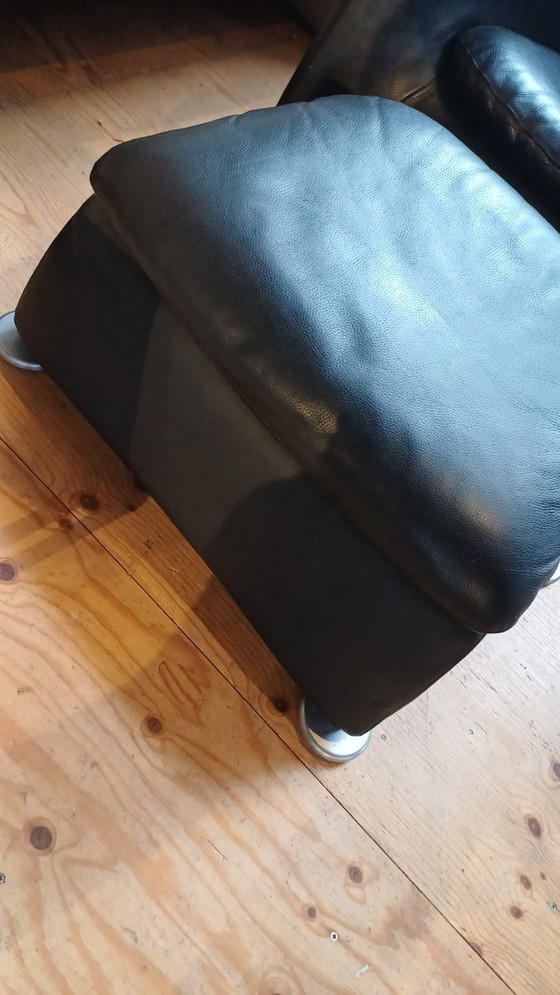 Image 1 of Montis Loge Sessel und Hocker, schwarzes Leder