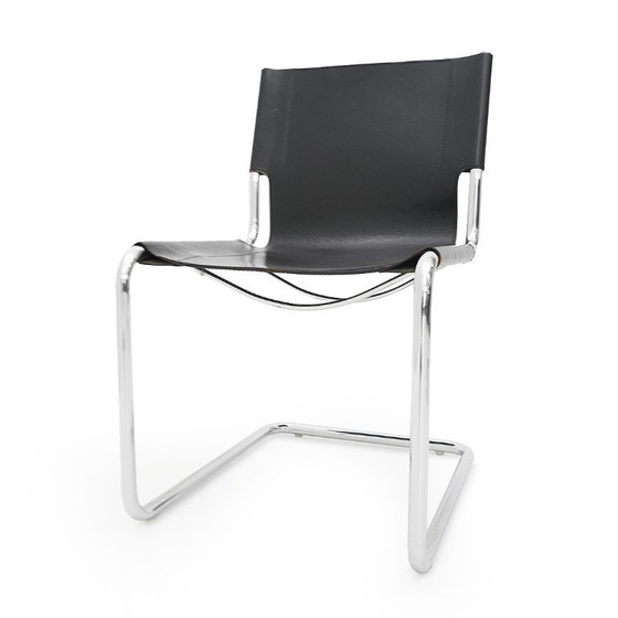 Image 1 of Coppia di sedie in metallo e pelle di Carlo Bartoli per T70, anni '70