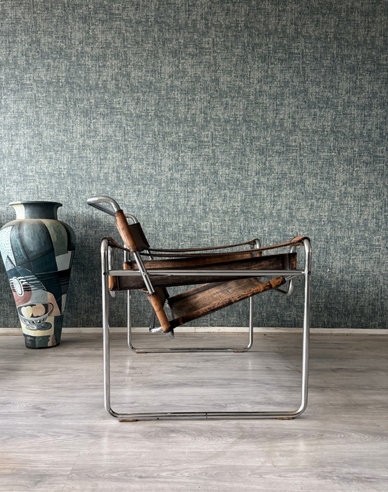 Image 1 of Vintage Marcel Breuer, sedia Wassily, patinata, Italia - anni '60