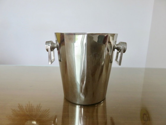Image 1 of Art deco verzilverde metalen ijsblokjesemmer "argit" Frankrijk, jaren '30-40