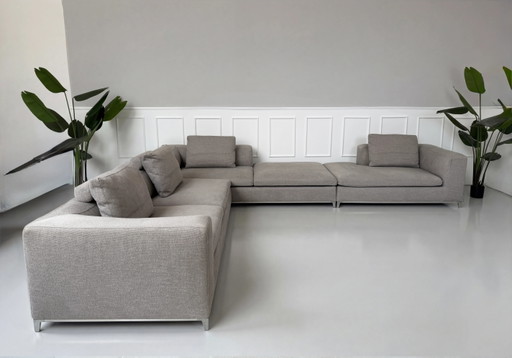 B&B Italia Michel Designer Sofa Couch Grau Stoff Ecksofa