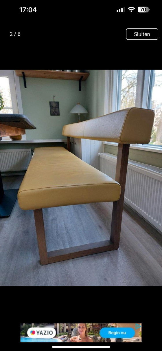 Image 1 of Designer-Essbank aus Leder mit Holzgestell