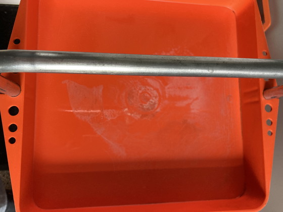 Image 1 of Carrello vintage anni '70 in plastica arancione, carrello di servizio, carrello bar
