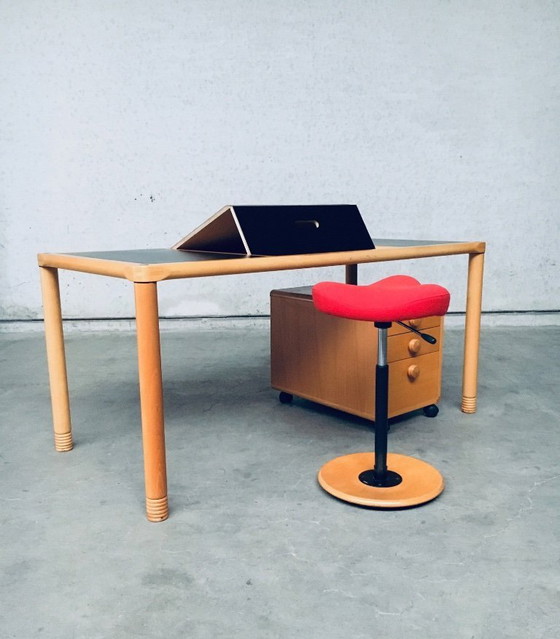Image 1 of Scandinavian Ergonomic Design Writing Desk and Stool, Stokke 1980's